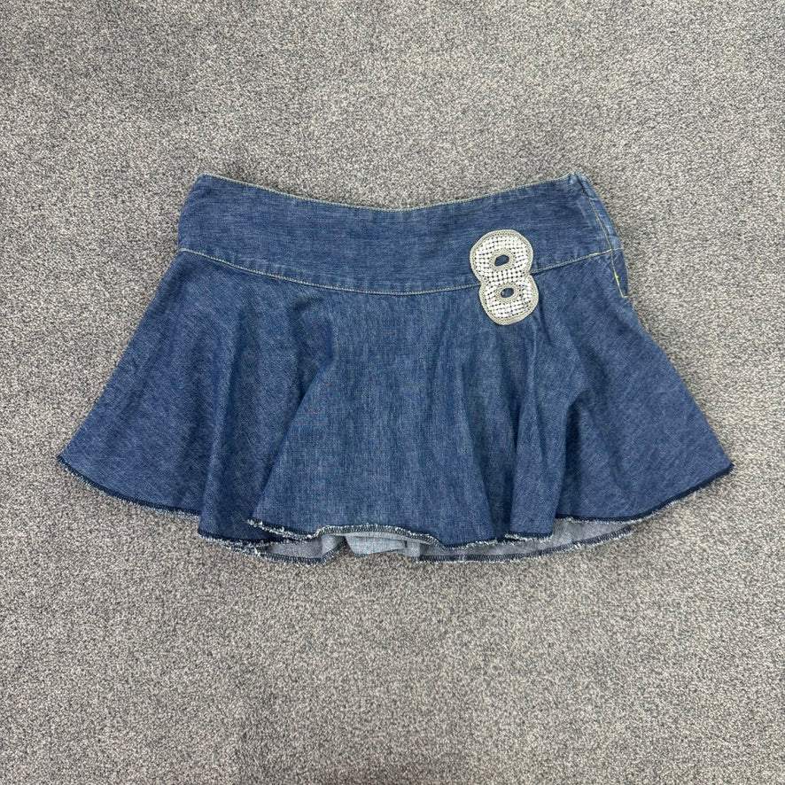 Y2K vintage number low rise chainmail denim mini skirt