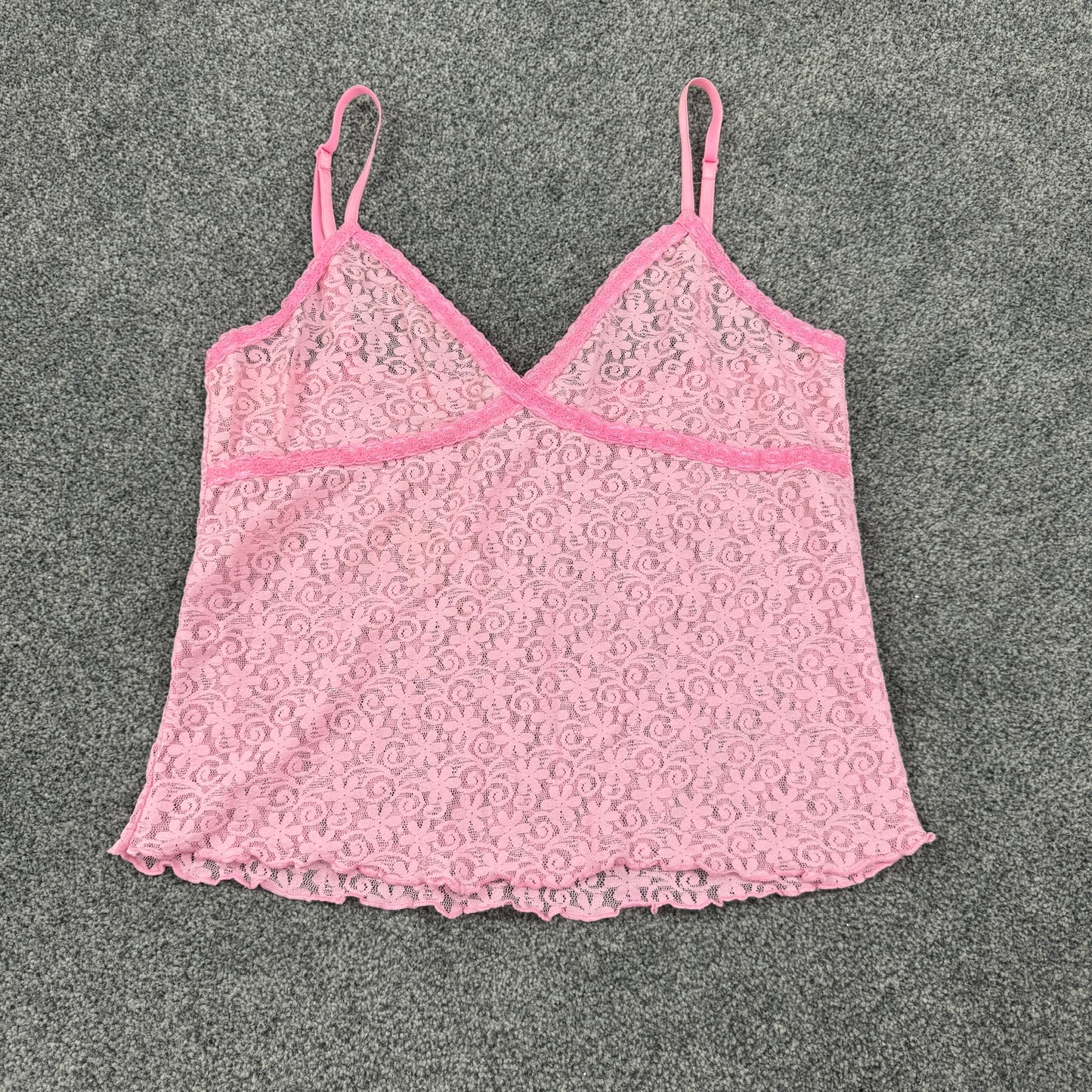 Y2K lace trim cami top