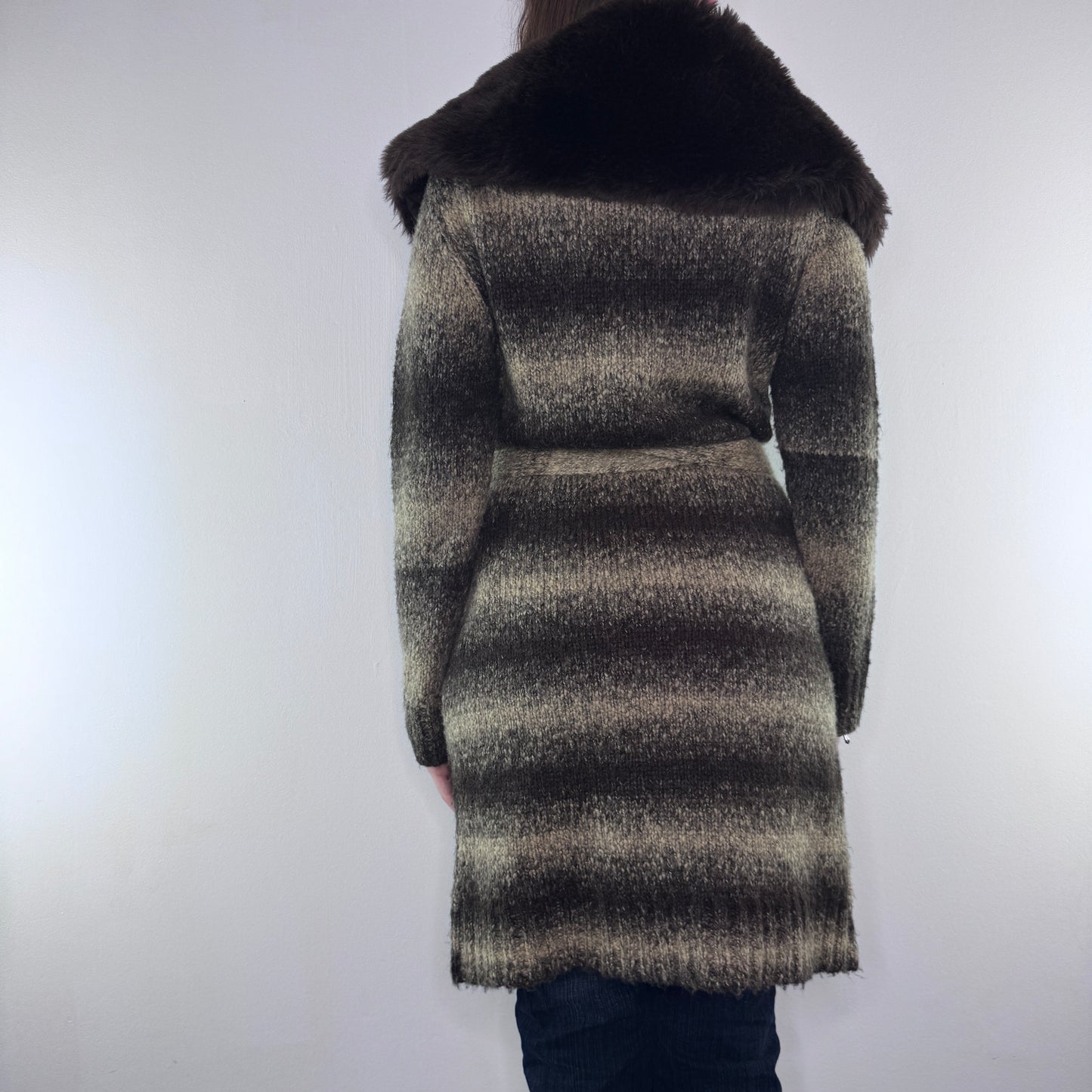 Y2K vintage stripe knit long cardigan