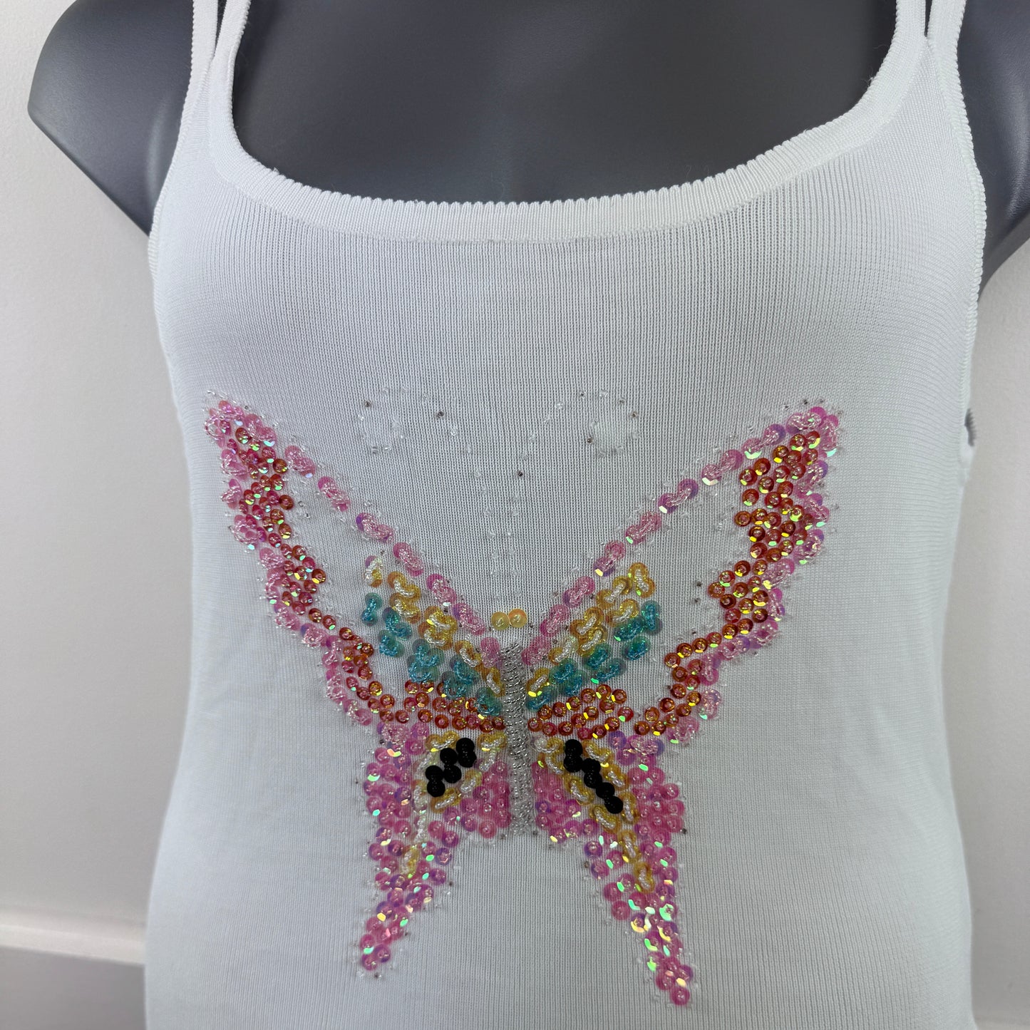 Y2K vintage thick knit sequin butterfly cami top