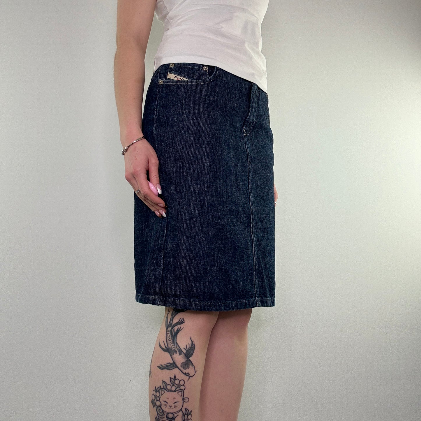 Y2K Diesel low rise denim midi skirt