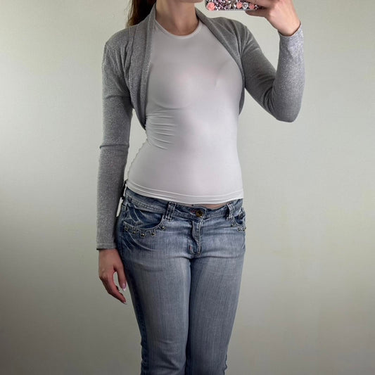 Y2K vintage Jane Norman sparkly bolero cropped cardigan glitter party