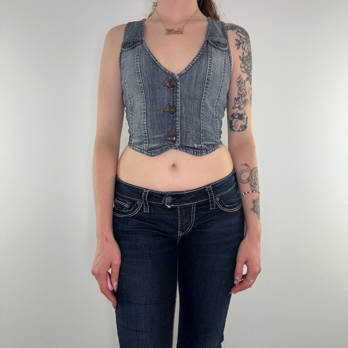 Y2K vintage denim waistcoat top