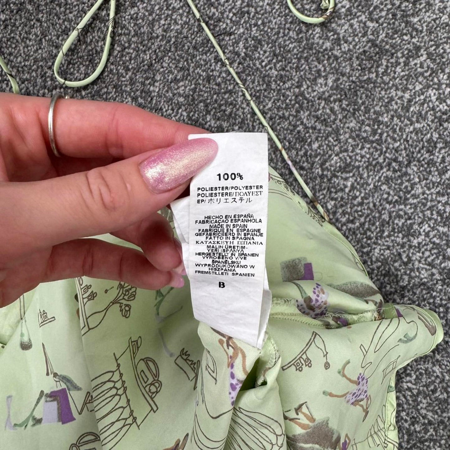 Y2K vintage graphic print satin strappy cami top fashion shopping light green