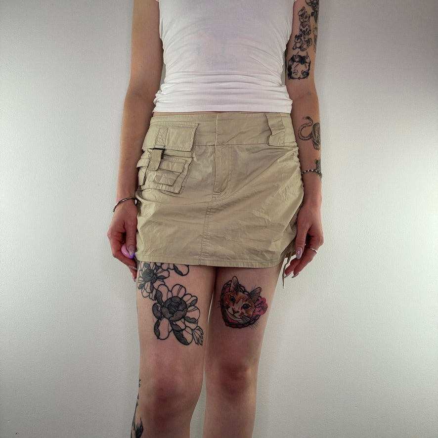 Y2K low rise cargo ruched mini skirt