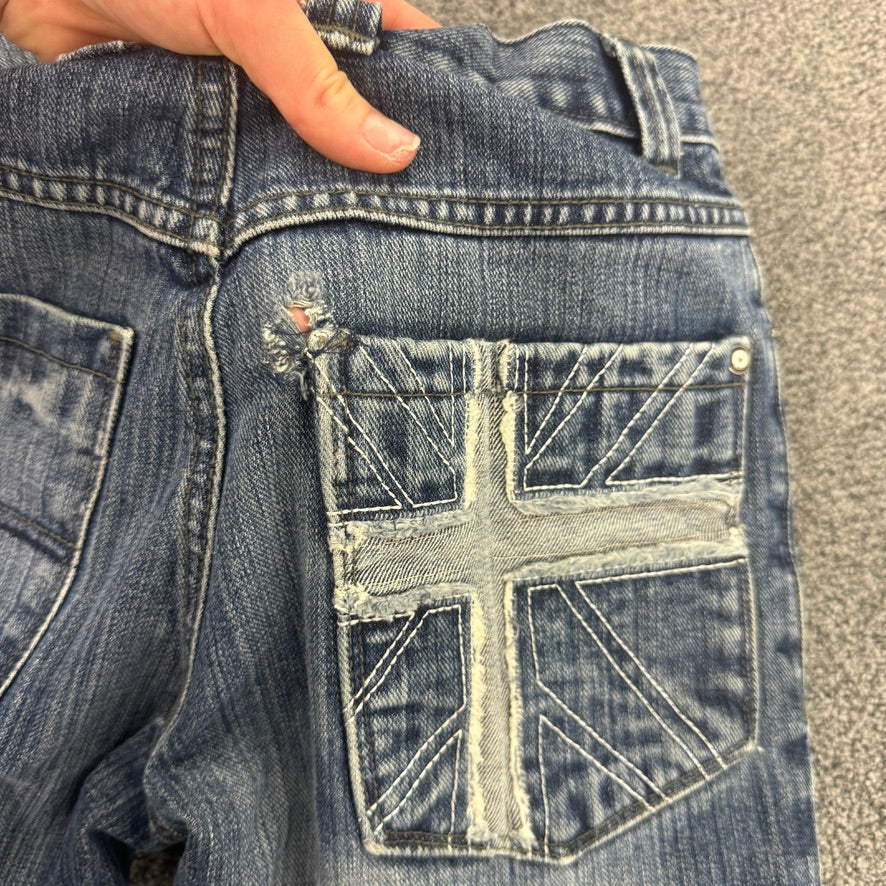 Y2K vintage Union Jack straight leg faded denim jeans