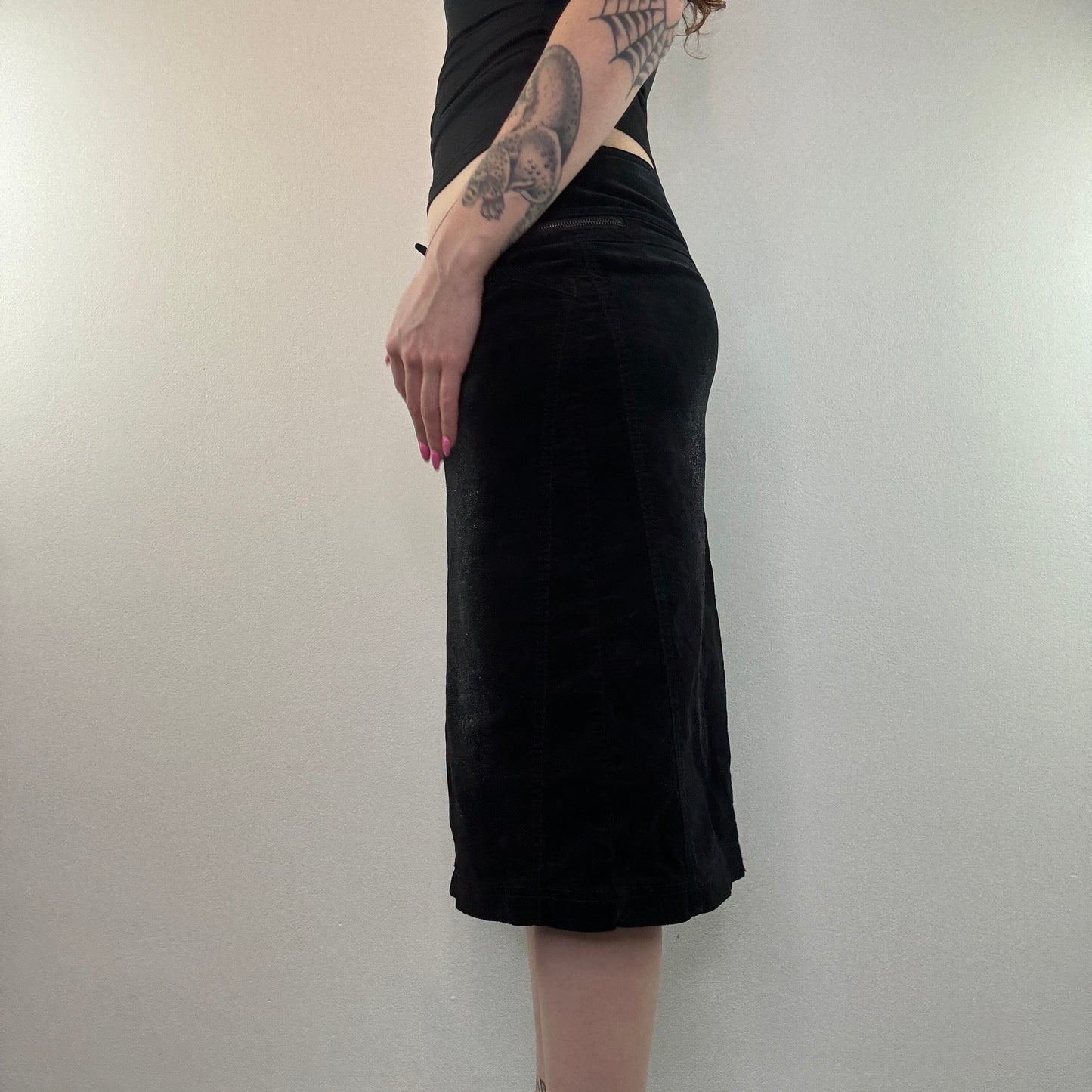 Y2K corduroy sparkly midi skirt