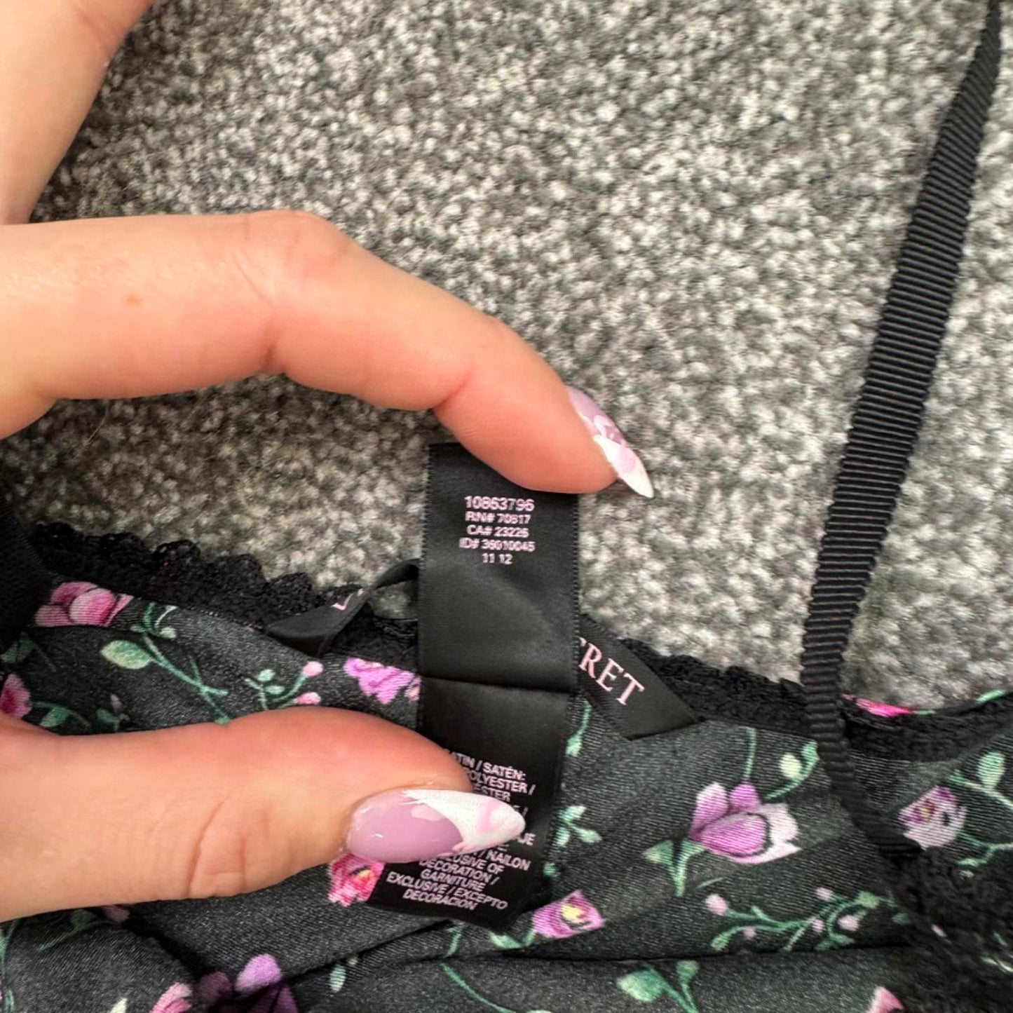 Victoria's Secret nightie night dress mini shorts ditsy floral thigh slit bow