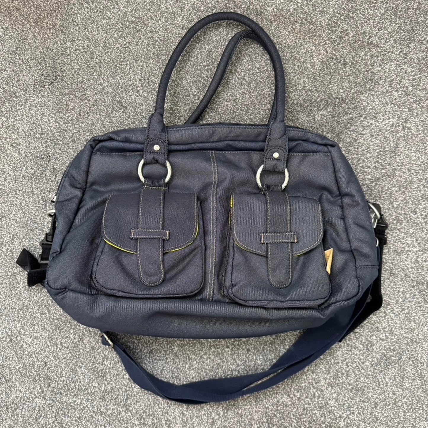 Large denim shoulder bag baby changing crossbody duffle nappy/ diaper bag