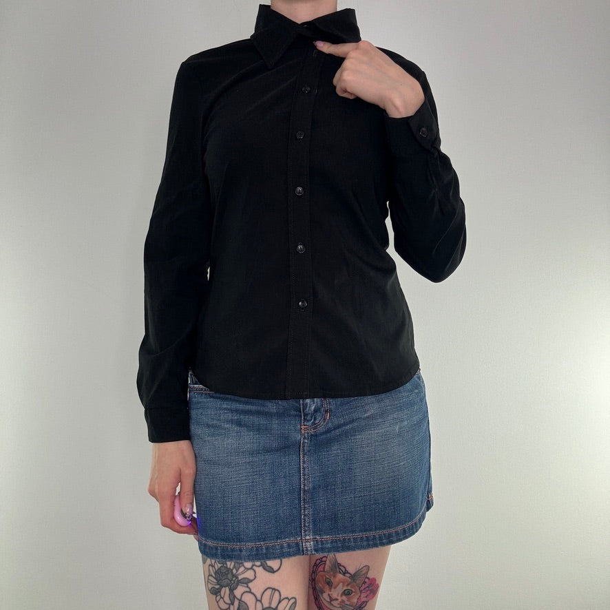 Y2K vintage fitted shirt long sleeve button up stretchy