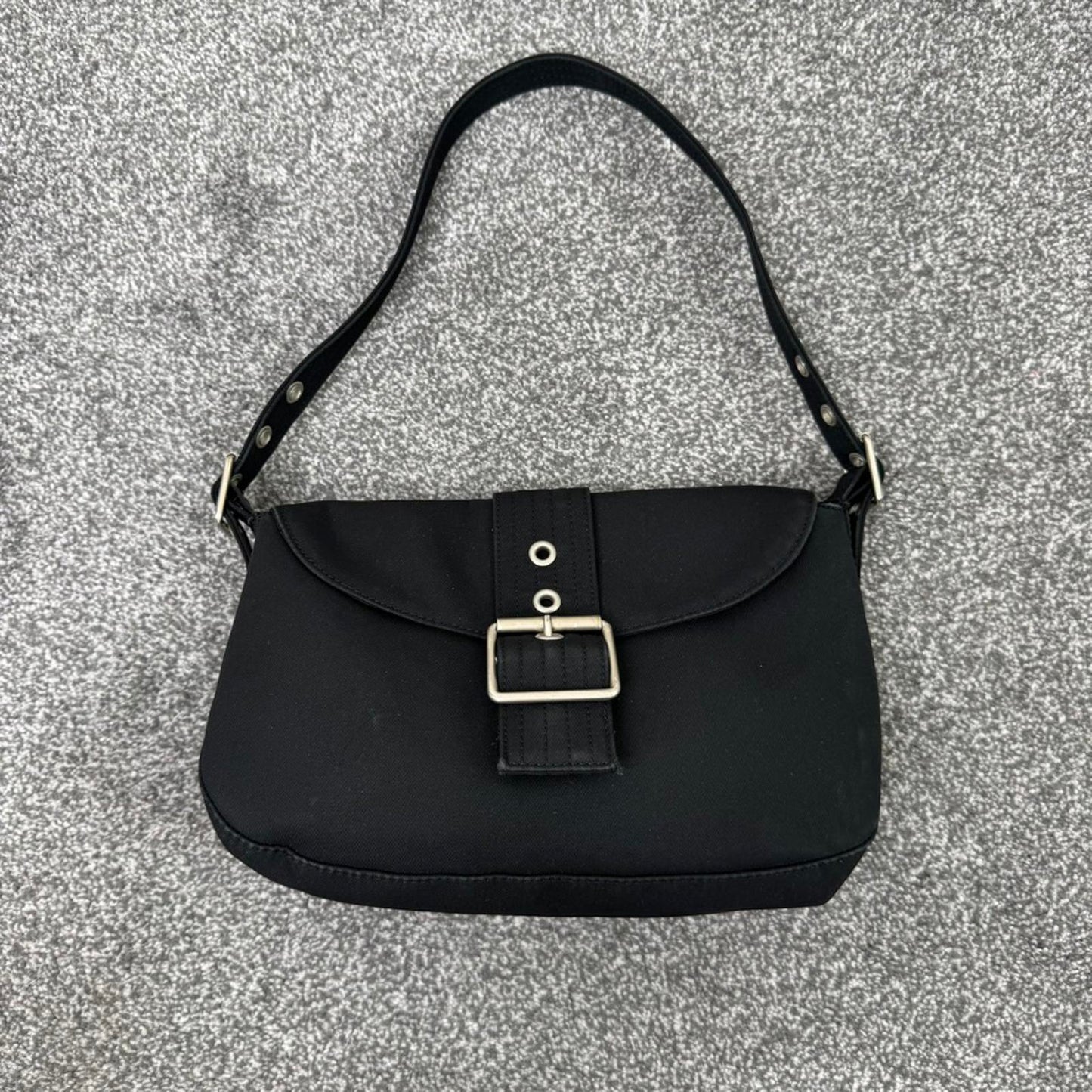 Y2K vintage Gap mini shoulder bag buckle canvas grommet small black silver