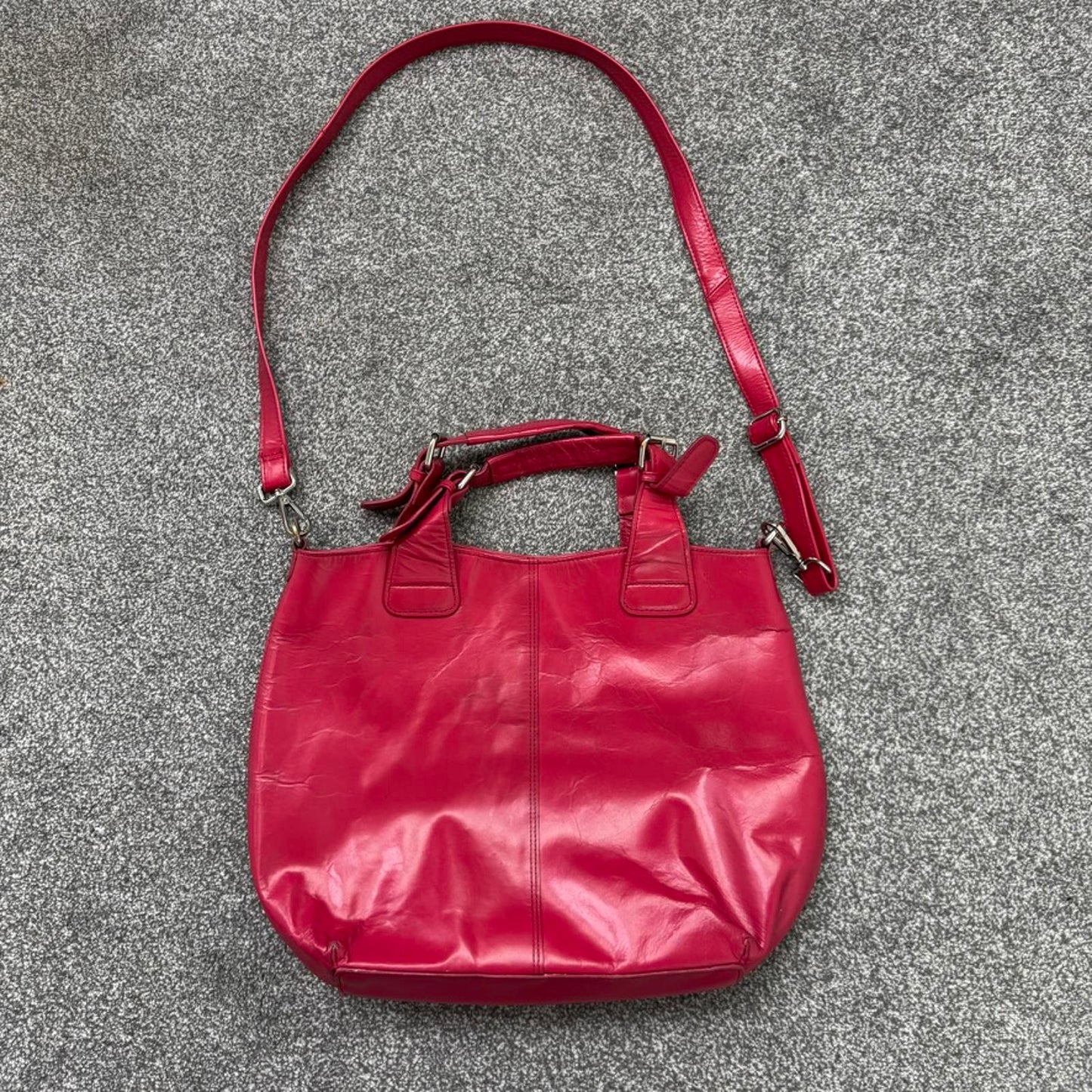 Y2K vintage faux leather pink  large handbag tote crossbody strap