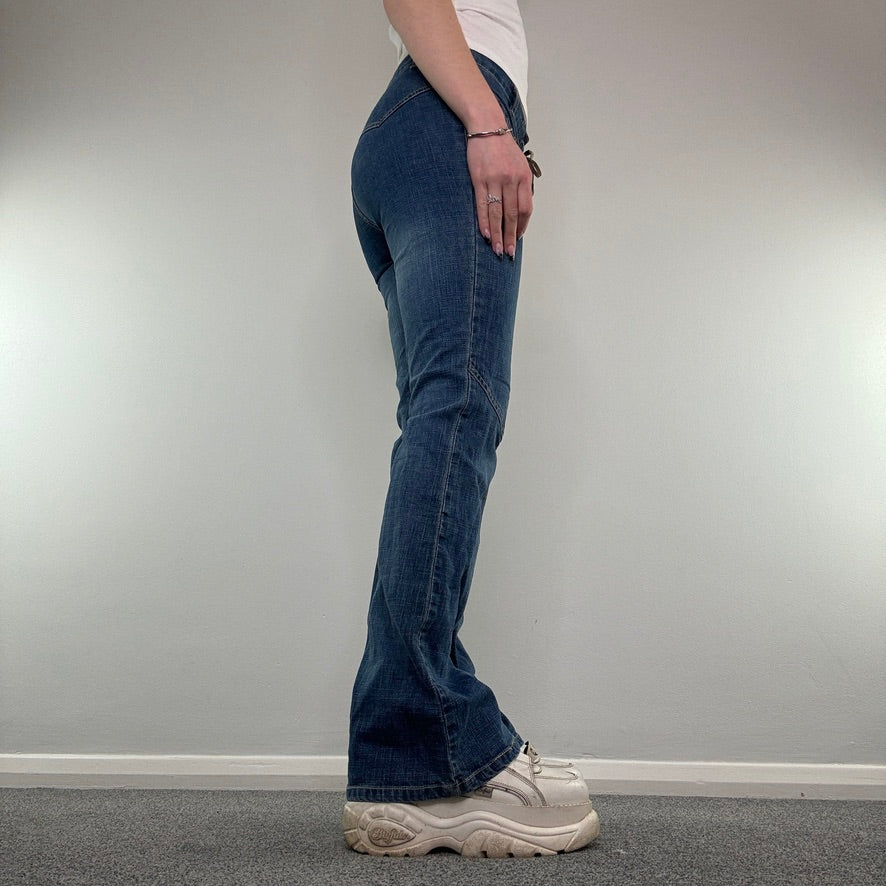 Y2K lace up front flared jeans