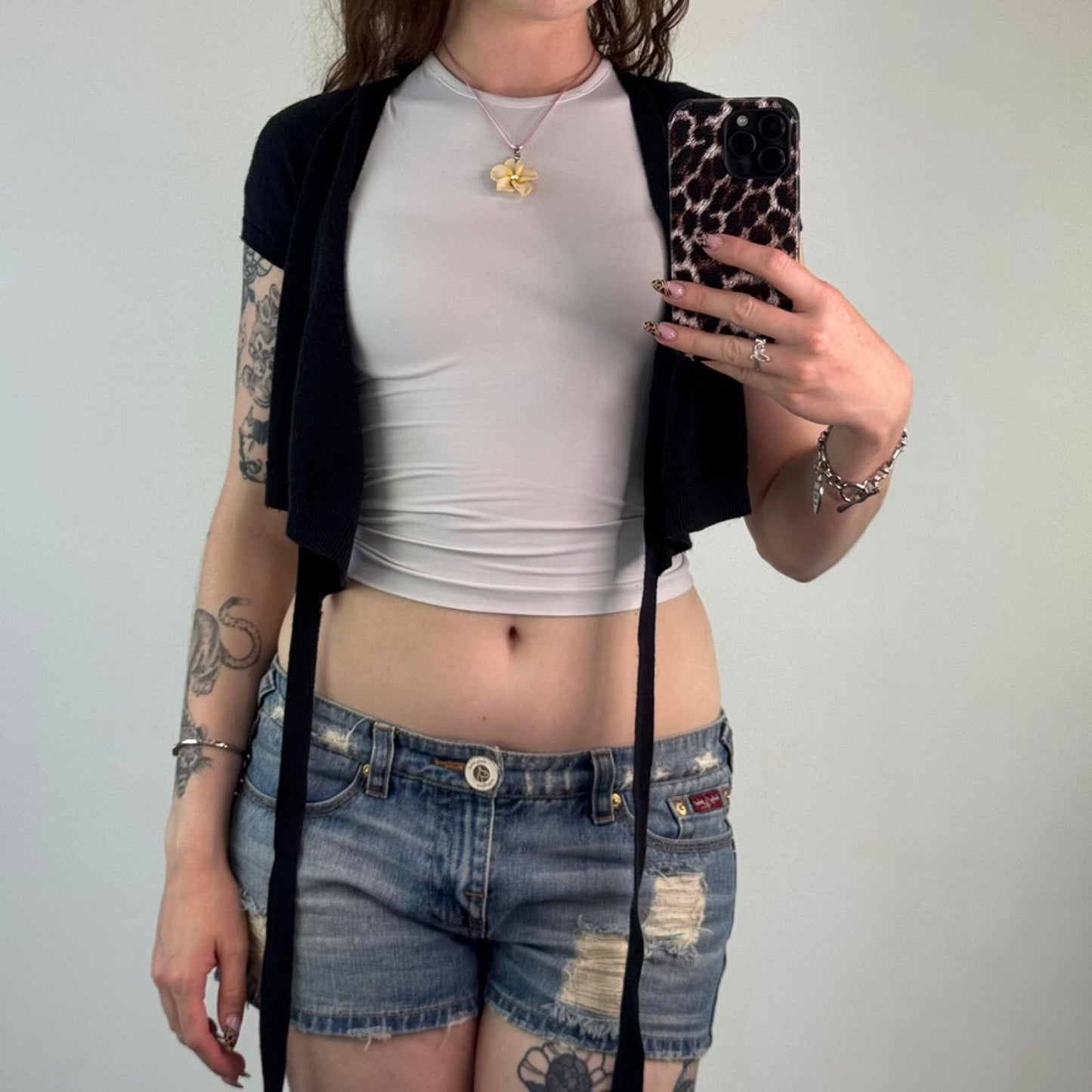 Y2K vintage cropped fine knit wrap around bow top cardigan v neck short sleeve