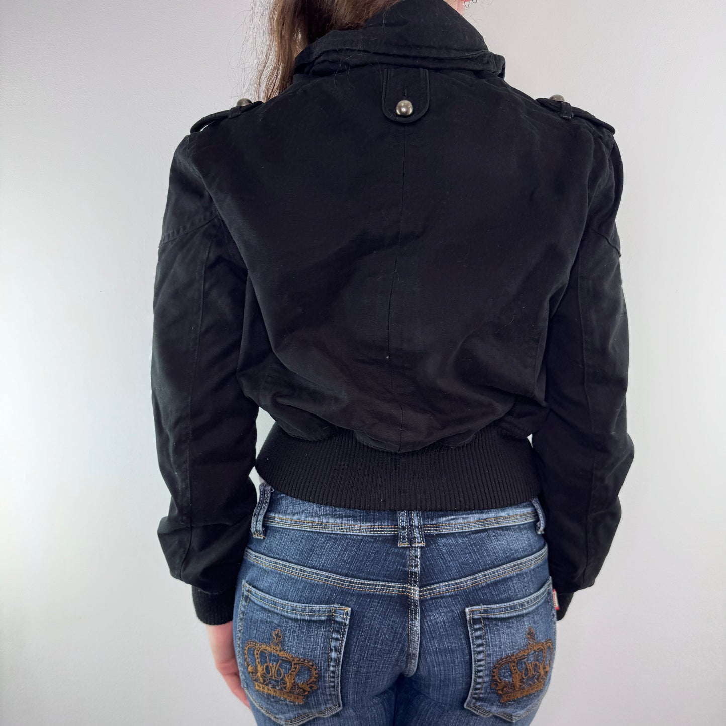 Y2K vintage military zip up short length military style jacket