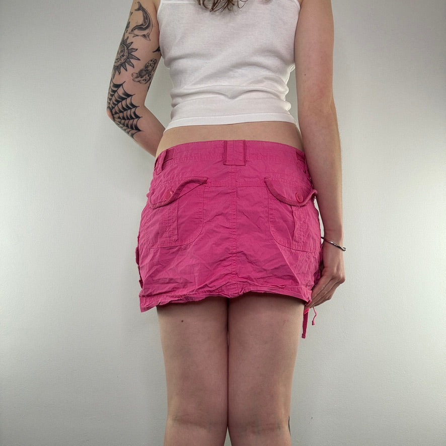 Y2K bow low rise cargo mini skirt