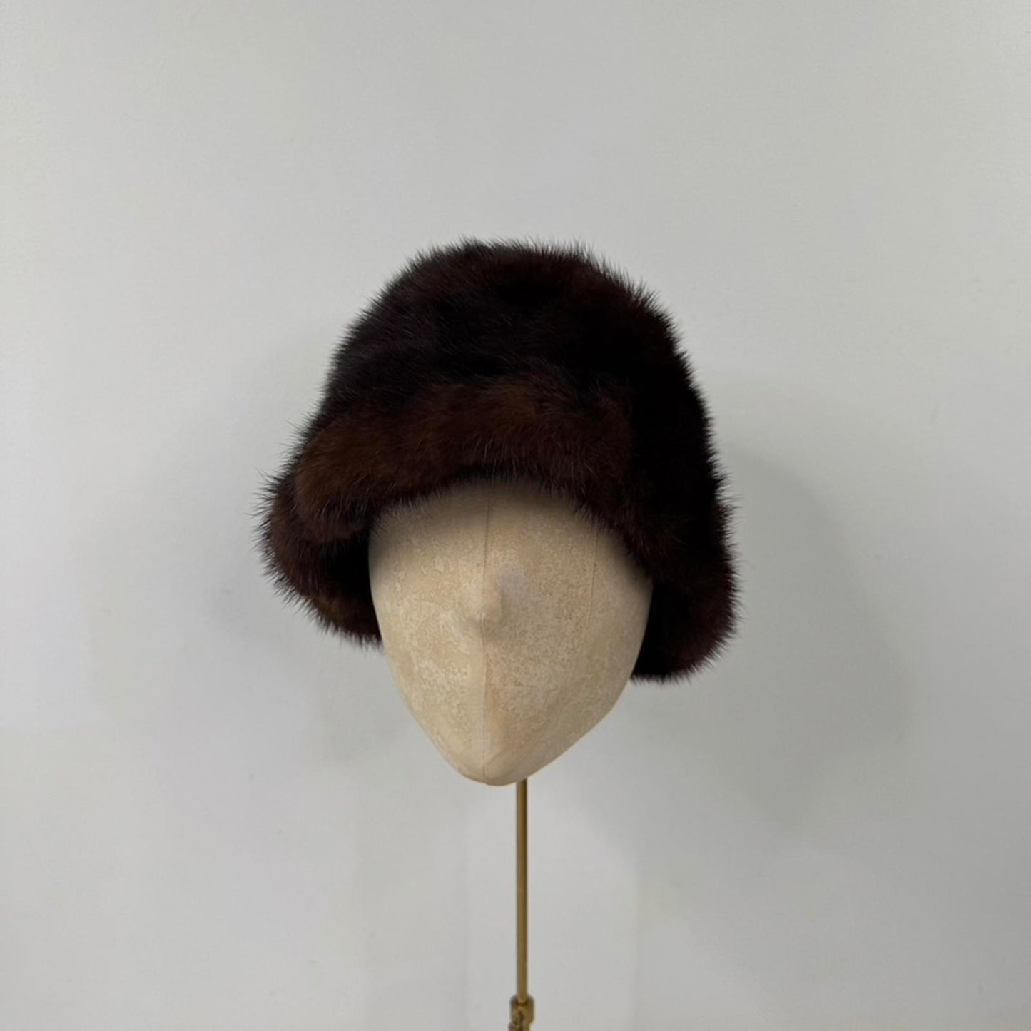 True vintage genuine fur bucket hat brown real winter