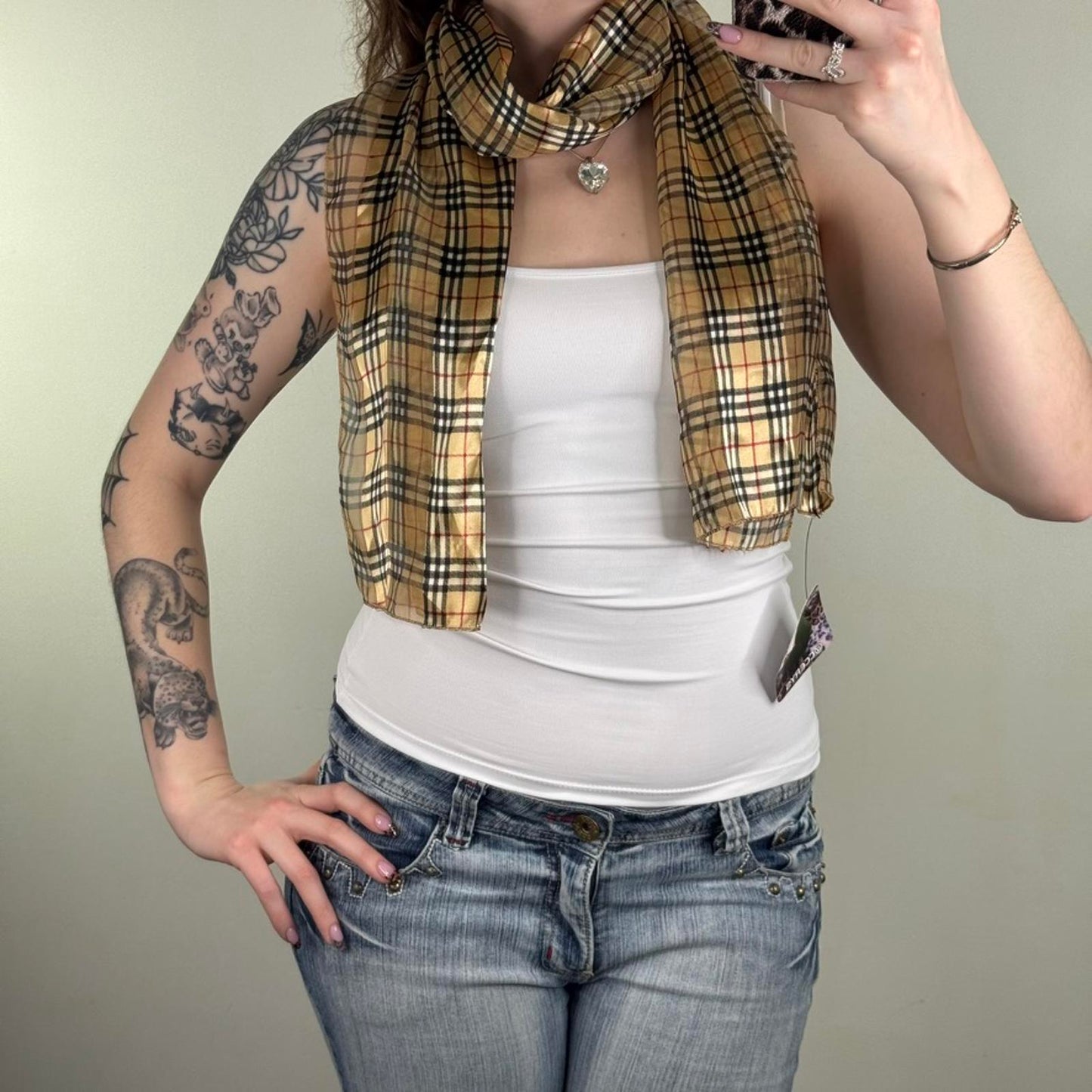 Y2K vintage novacheck scarf tartan lightweight sheer check print