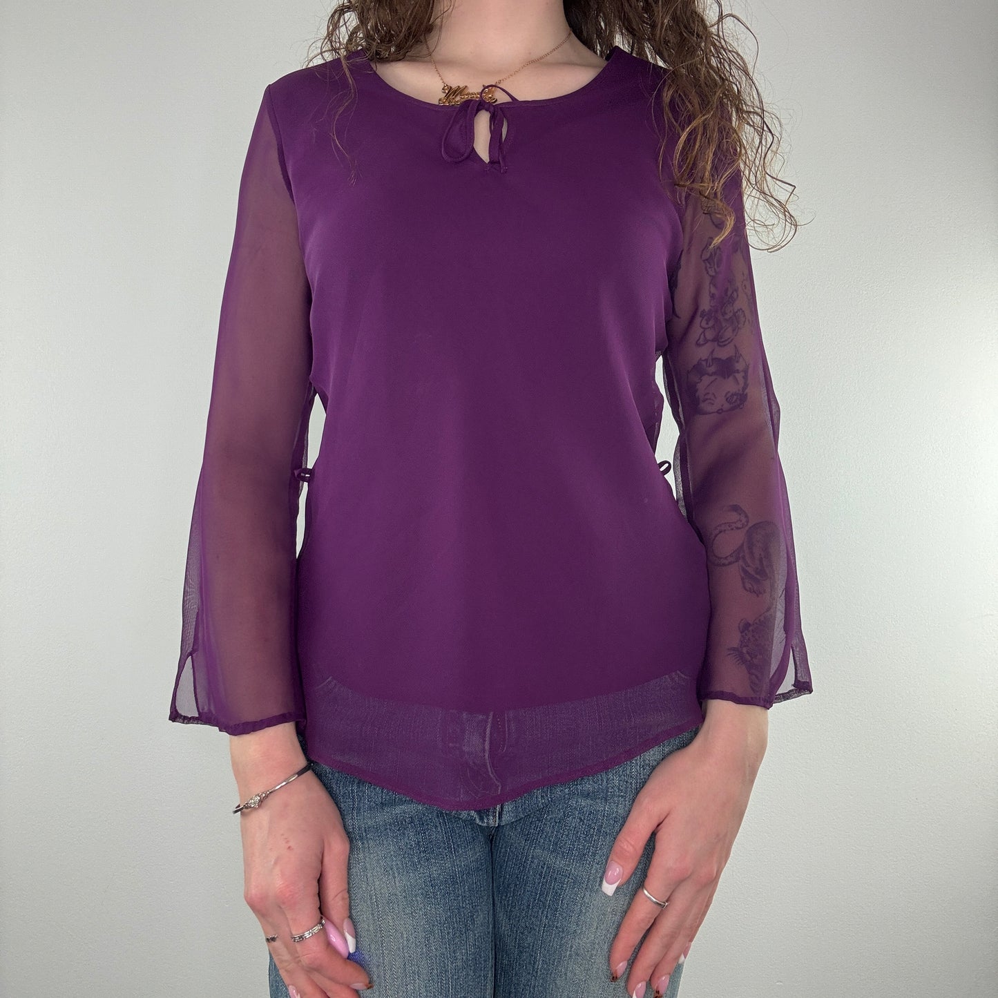 Y2K sheer floaty long sleeve top