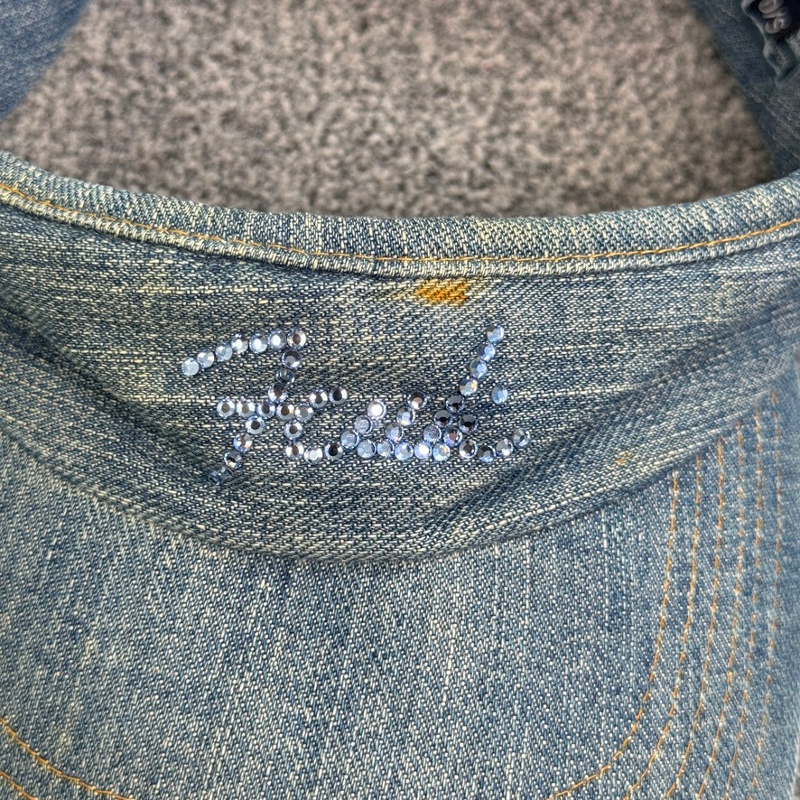 Y2K FCUK denim rhinestone sun visor cap