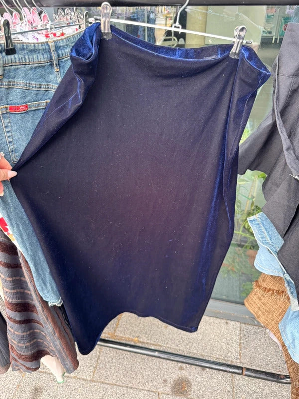Vintage Y2K purple / dark blue two tone velvet maxi skirt