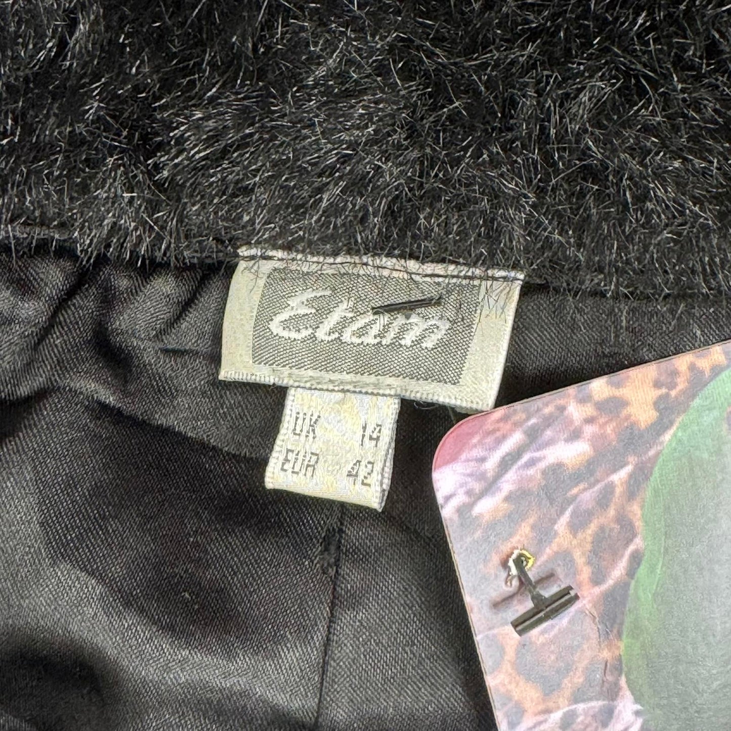 Y2K vintage Etam fitted blazer faux fur trim collar hook and eye stretchy fitted