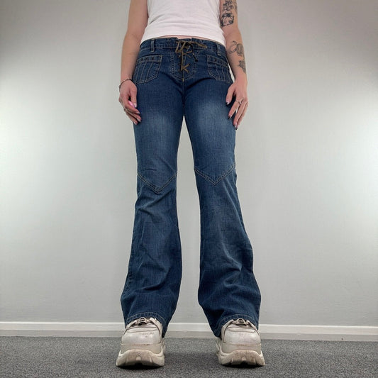 Y2K lace up front flared jeans