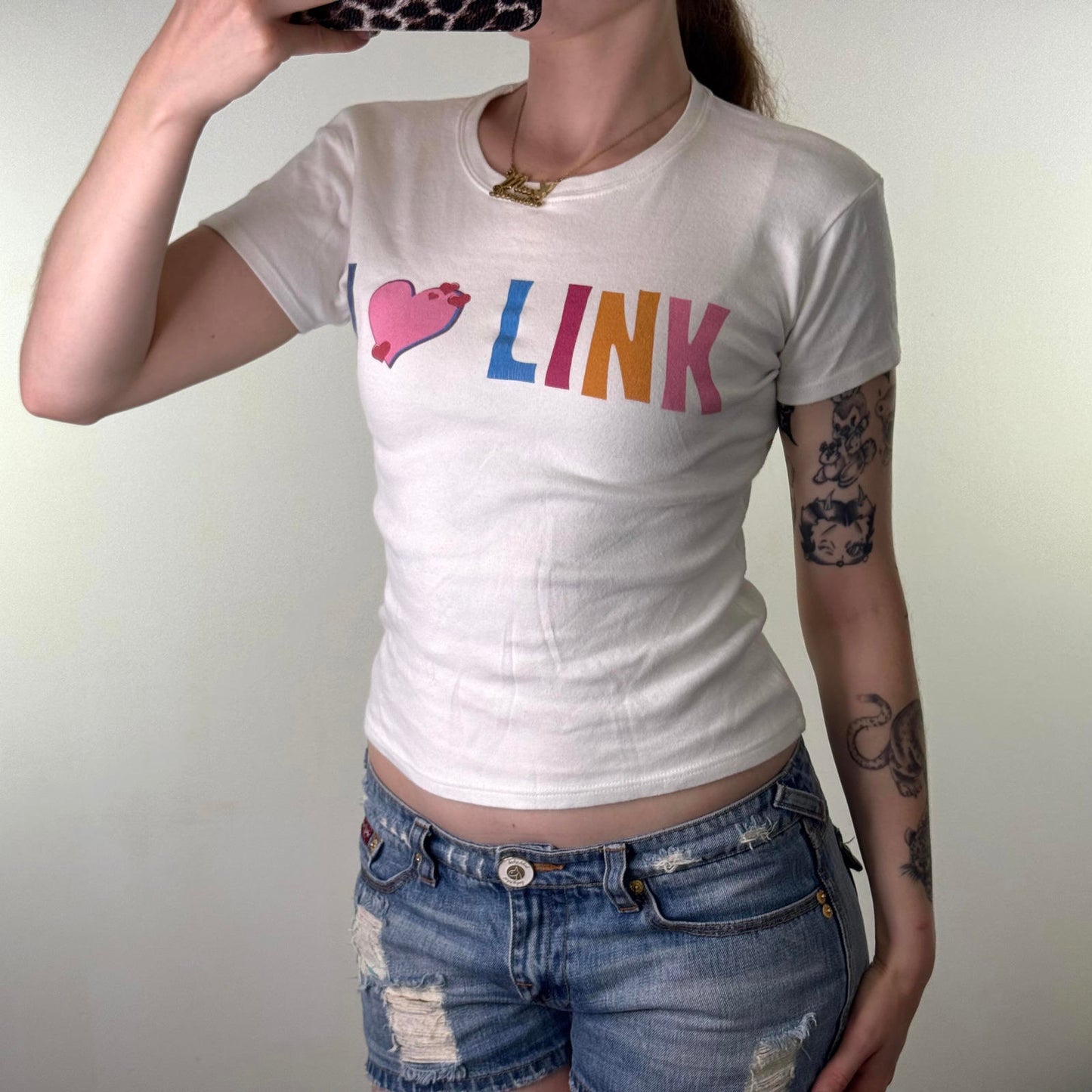 Y2K vintage Hairspray t shirt top "I love Link" graphic print slogan musical