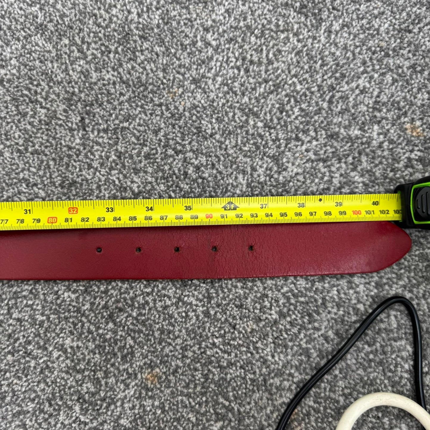 Y2K vintage real leather square buckle belt red embossed