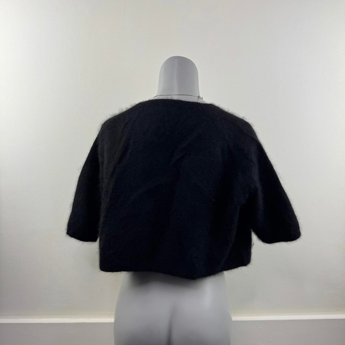 Y2K vintage angora blend cropped cardigan half sleeve button cape