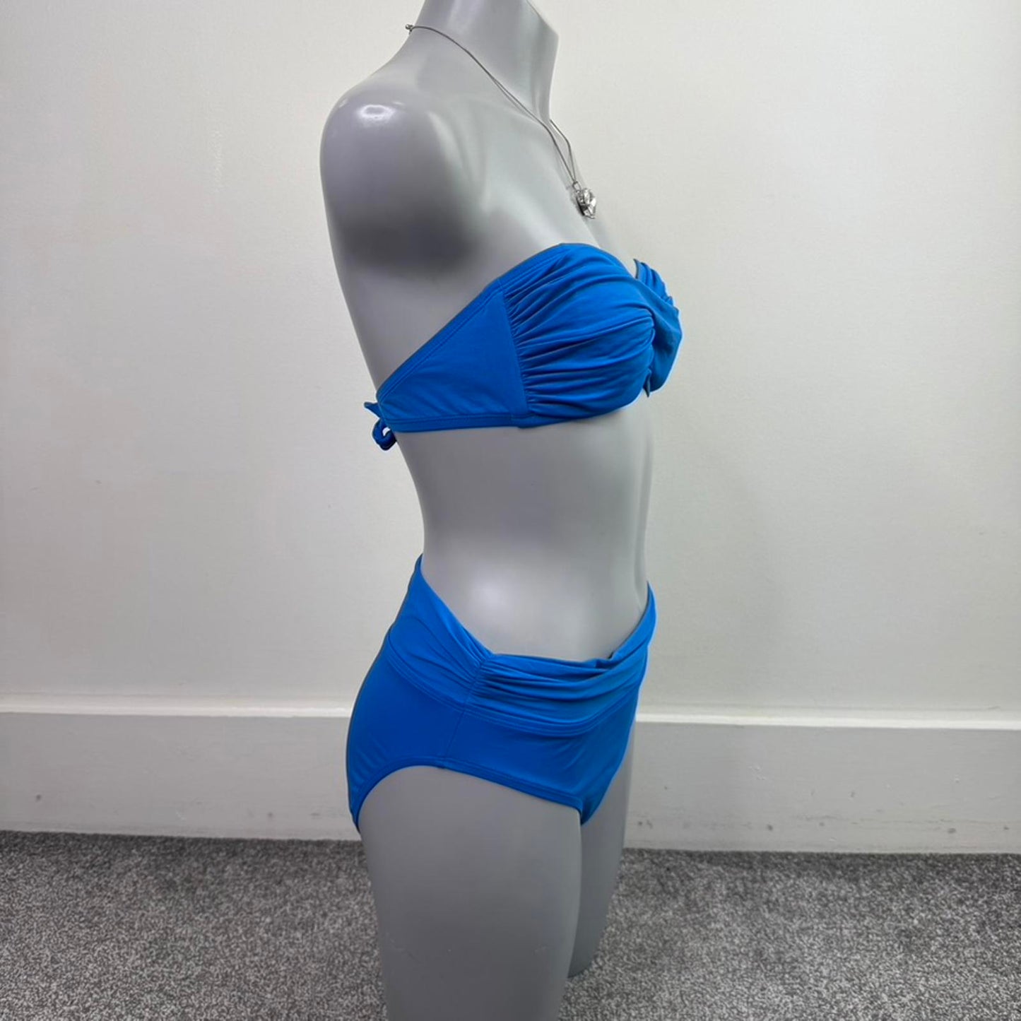 Y2K vintage strapless hipster high waist leg matching bikini set ruched