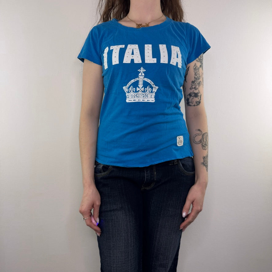 Y2K vintage Italia rhinestone crown top