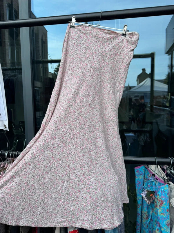 Y2K vintage maxi skirt a line ditsy floral pink