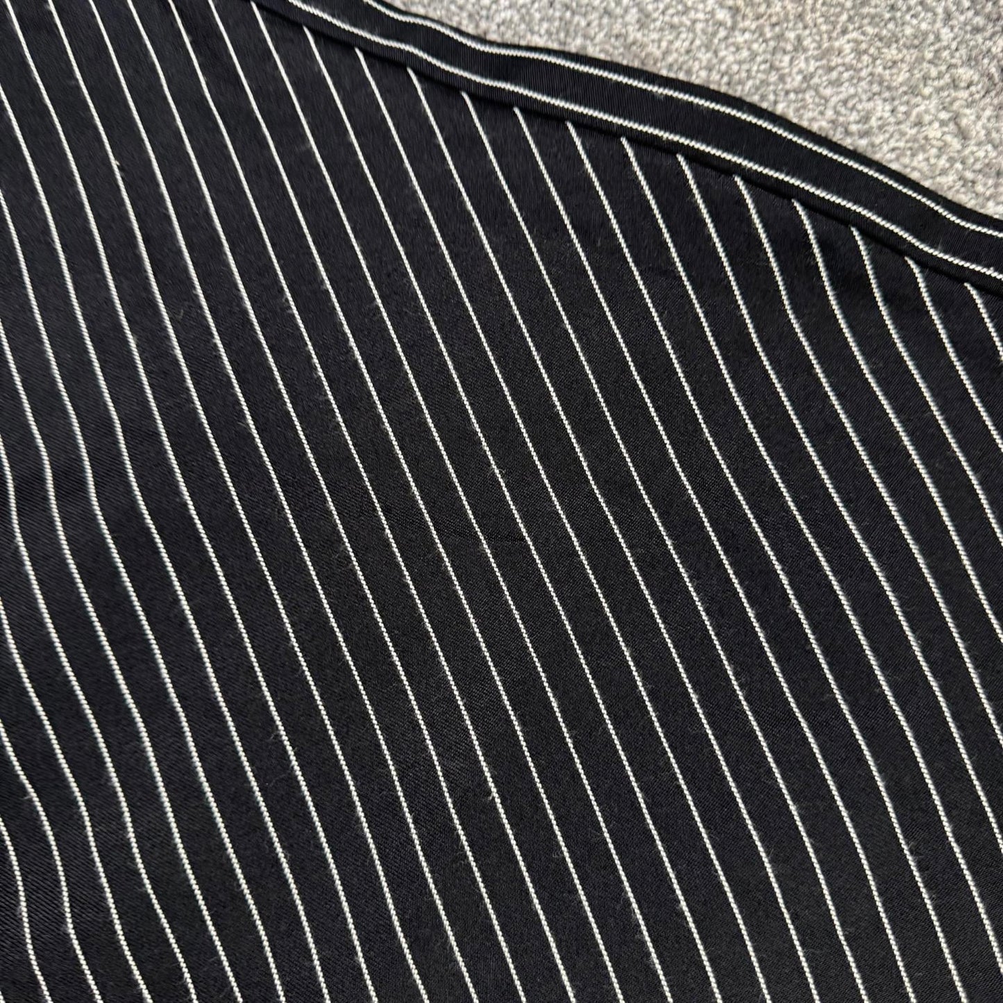 Y2K vintage pinstripe diagonal stripe midi skirt knee length black white
