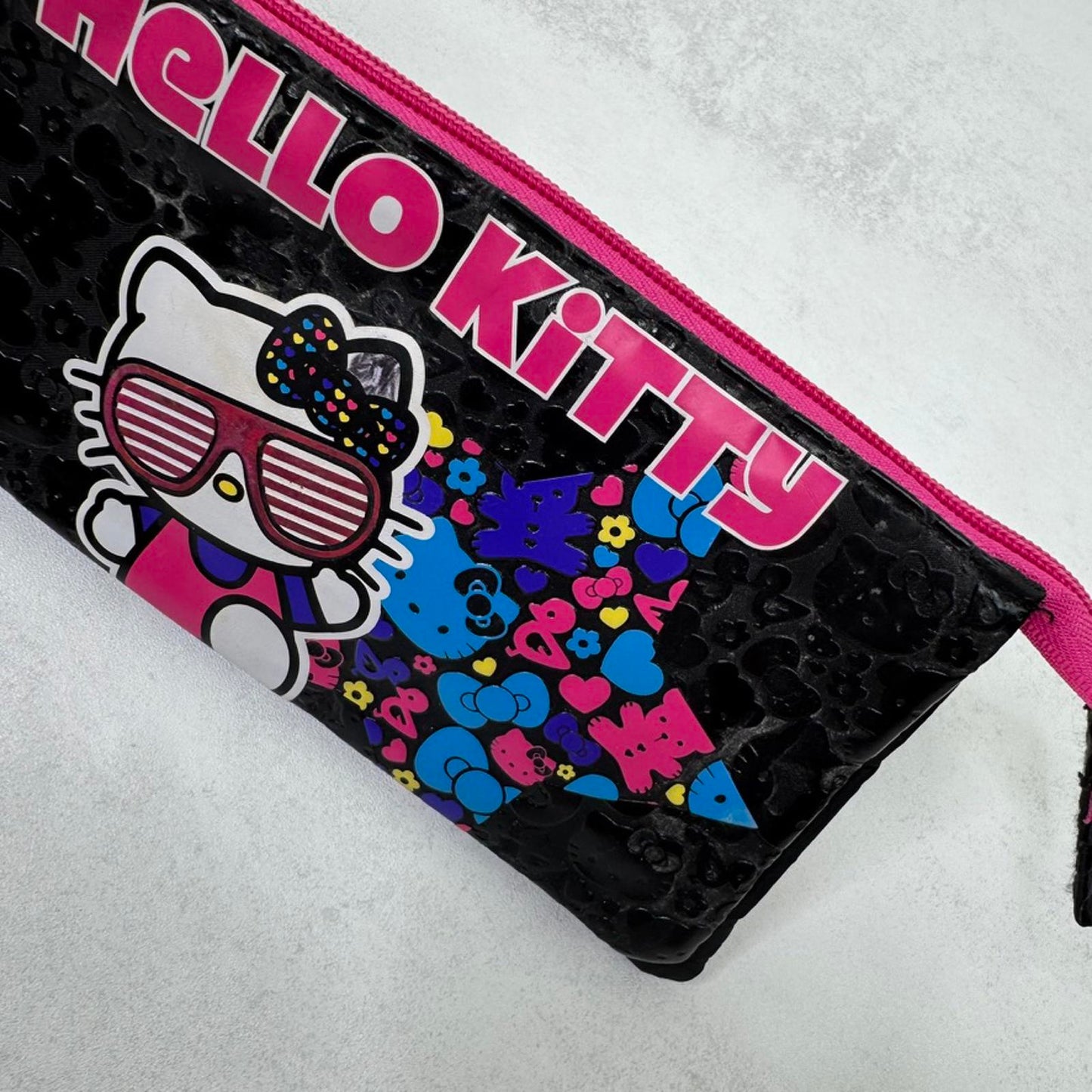 Vintage Hello Kitty Sanrio pencil case / makeup bag star heart charm bow