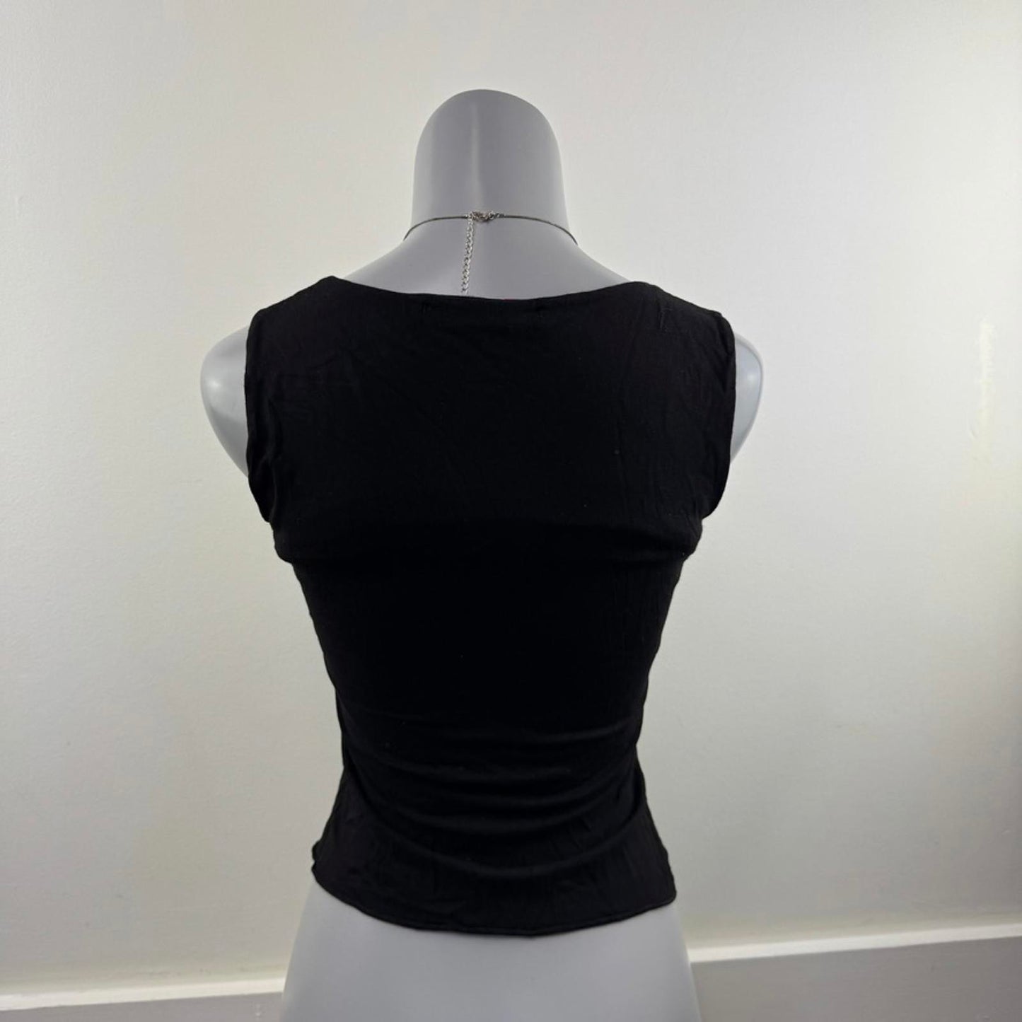 Y2K vintage Morgan De Toi tank top asymmetrical neckline ruched silver