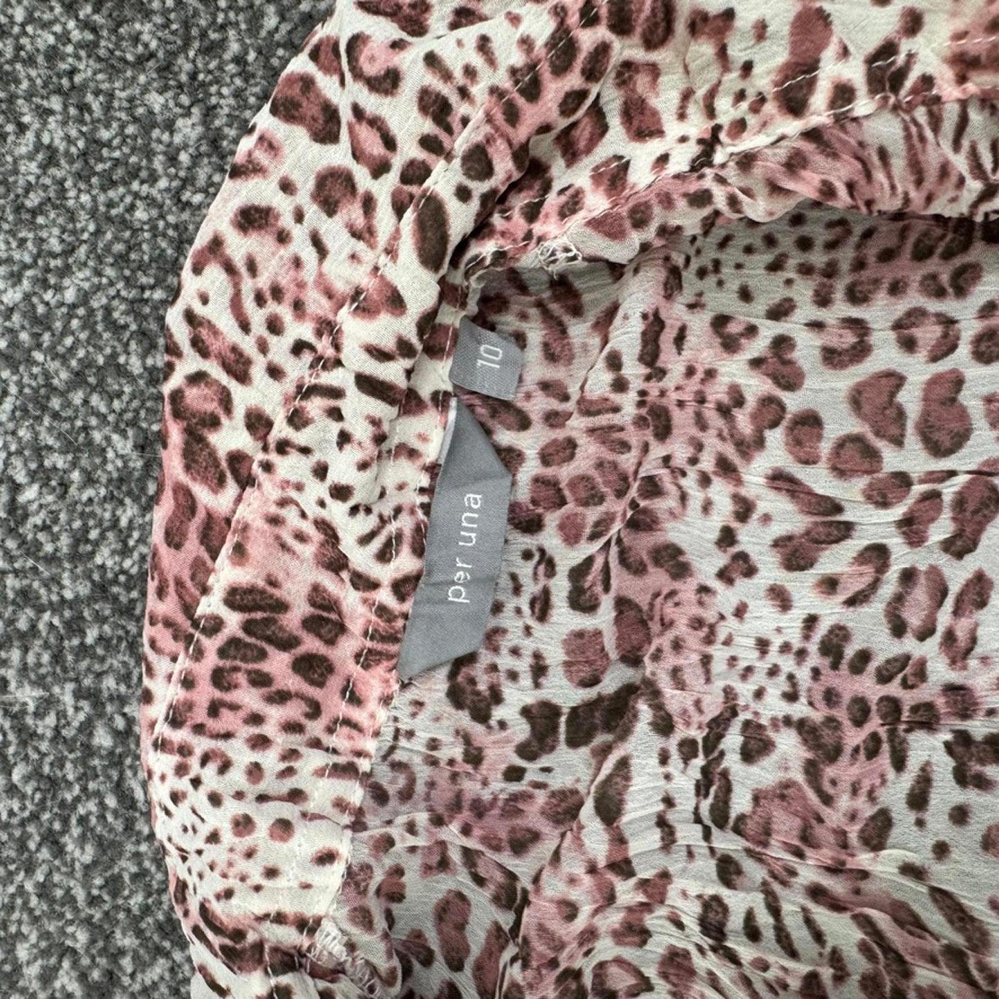 Y2K vintage Per Una leopard print long sleeve blouse shirt crinkle bow v neck