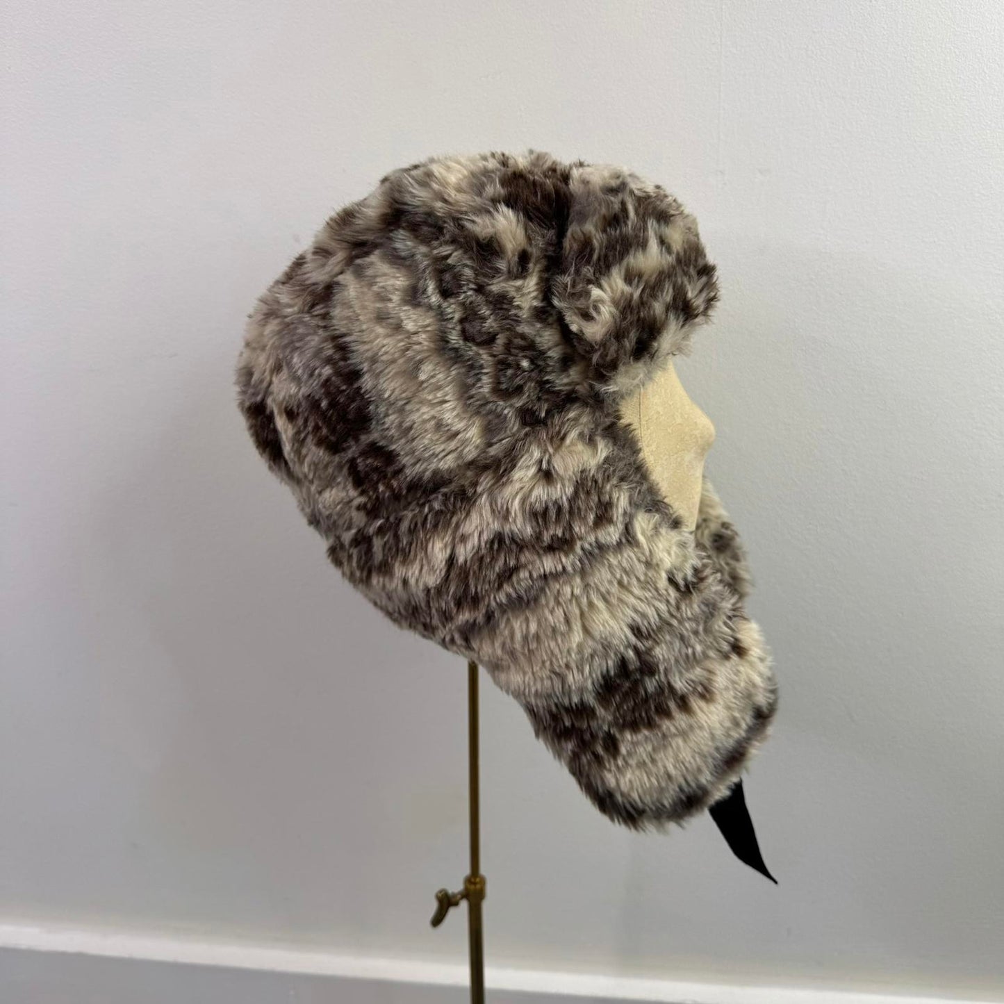 Y2K vintage Topshop aztec faux fur trapper hat cream brown pattern print unisex