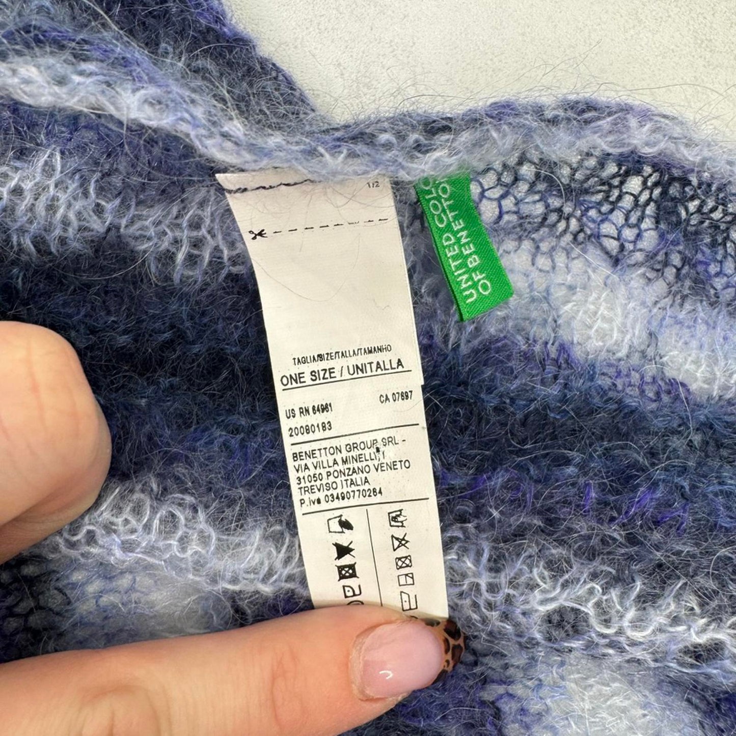 Y2K vintage mohair blend scarf sarong stripe multiway sheer light dark blue