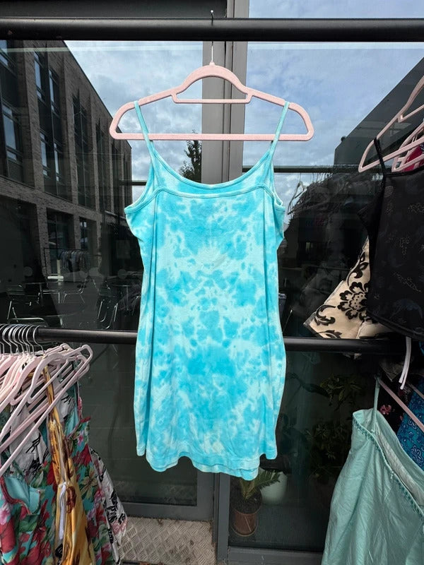 Vintage 2000s tie dye heart sequin beaded mini dress