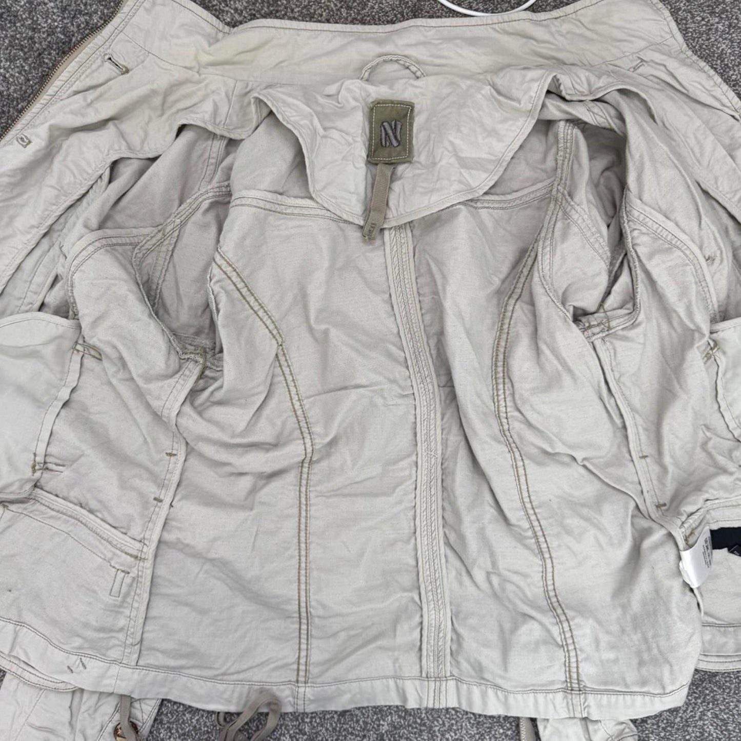Y2K vintage lightweight button up jacket funnel high neck zip buttons tie belt