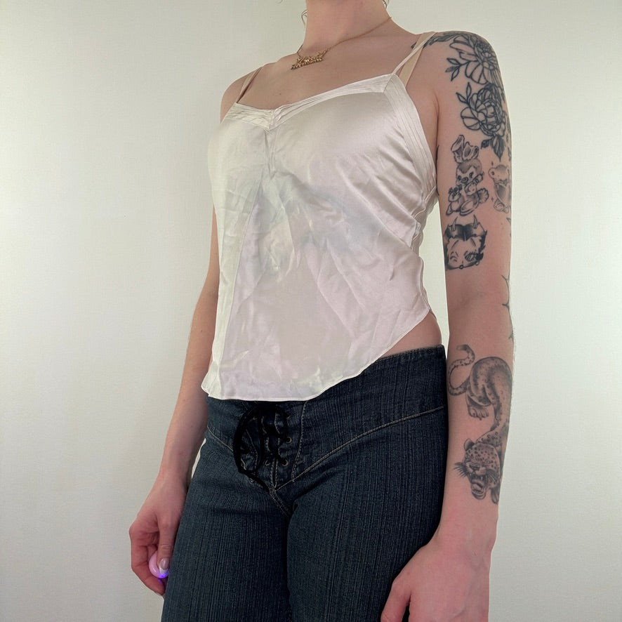 Y2K vintage cream silk cami top