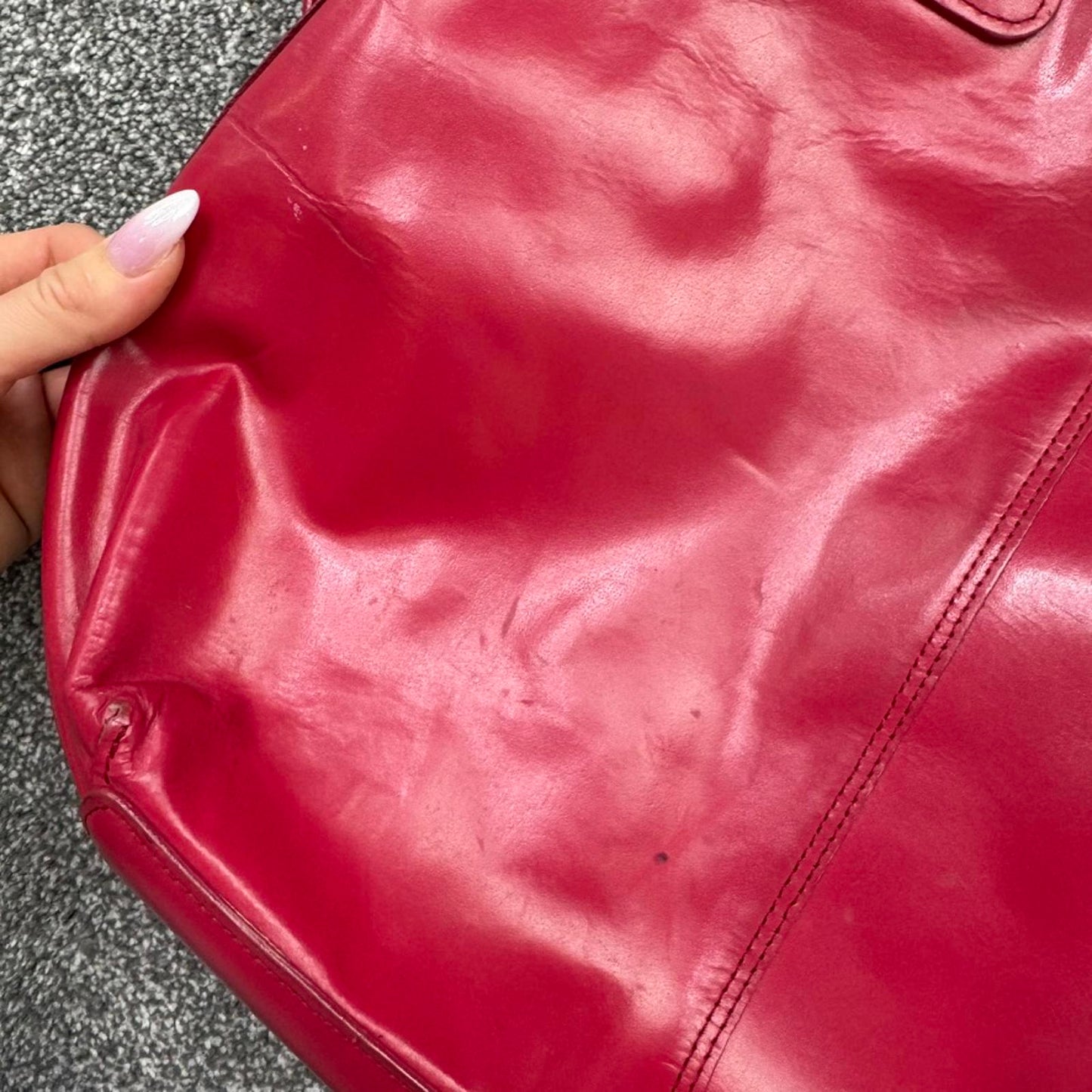 Y2K vintage faux leather pink  large handbag tote crossbody strap