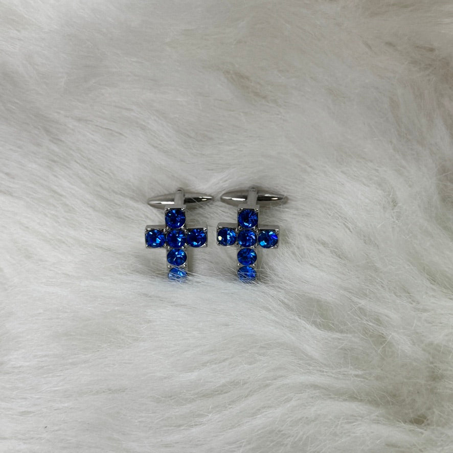 Y2K vintage rhinestone cross cufflinks