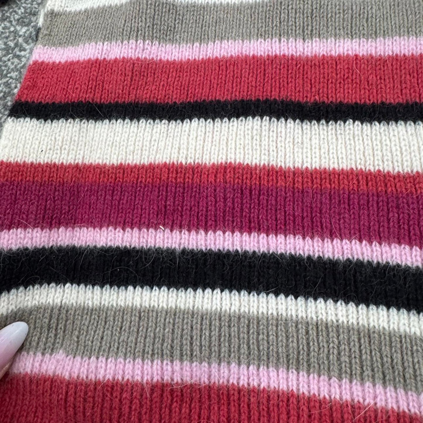 Y2K vintage Laura Ashley stripe scarf wool angora blend pink white black