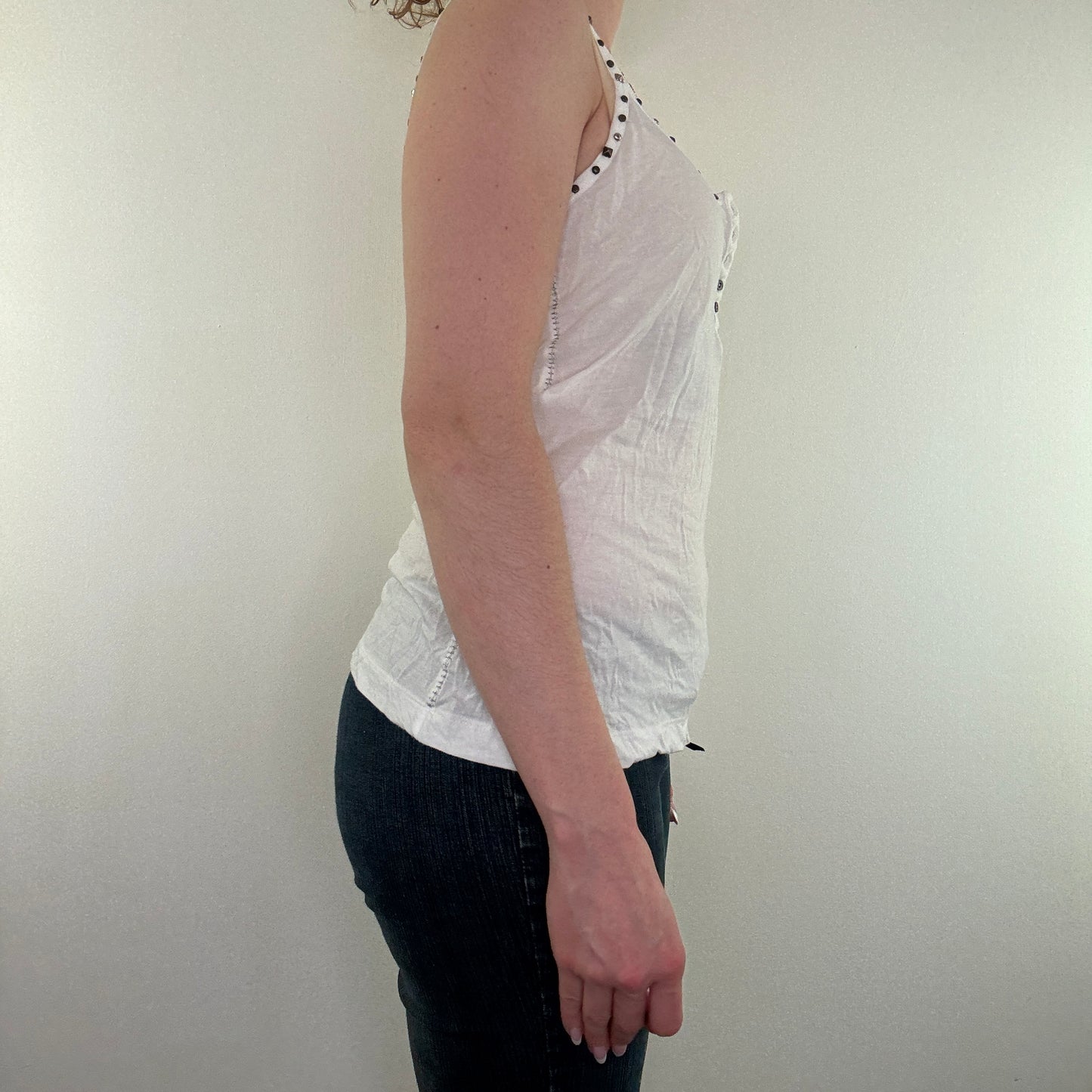 Y2K vintage white studded cami top