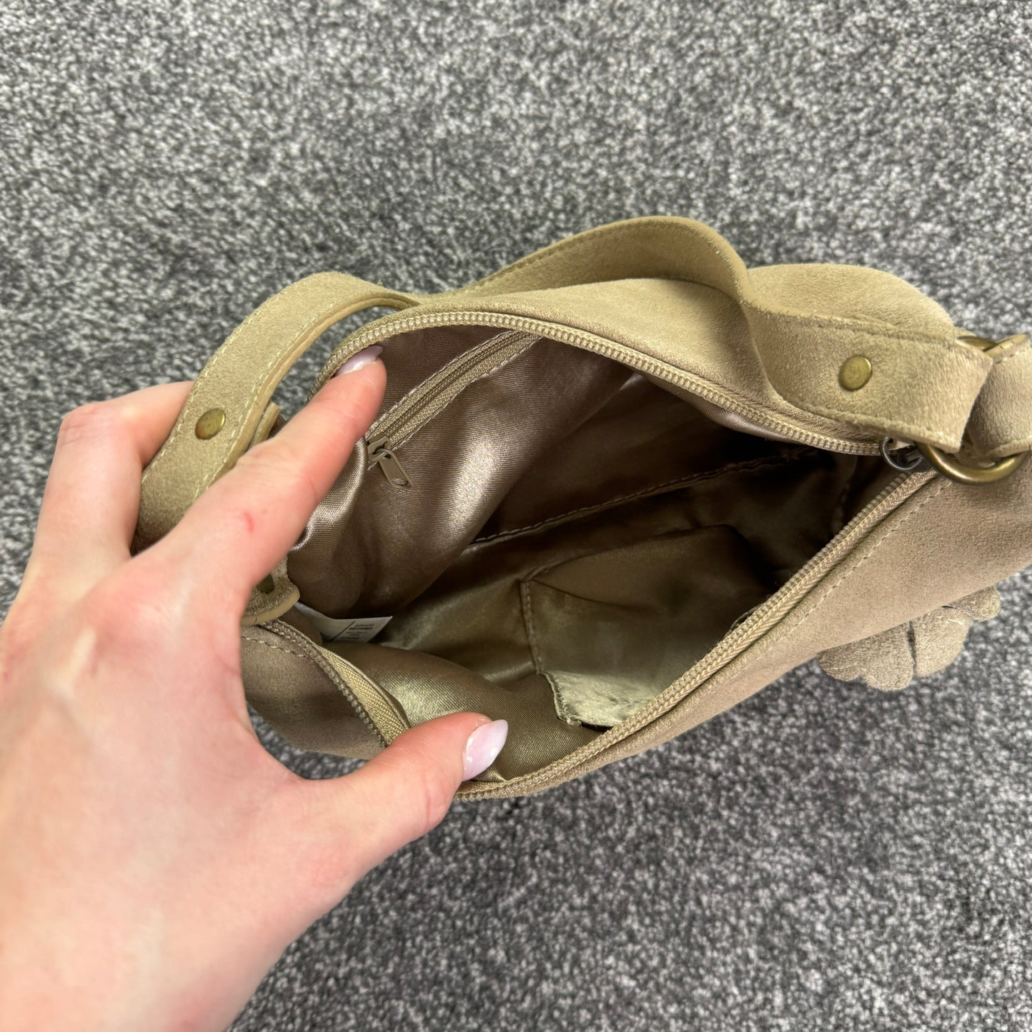 Y2K vintage flower suede mini shoulder bag