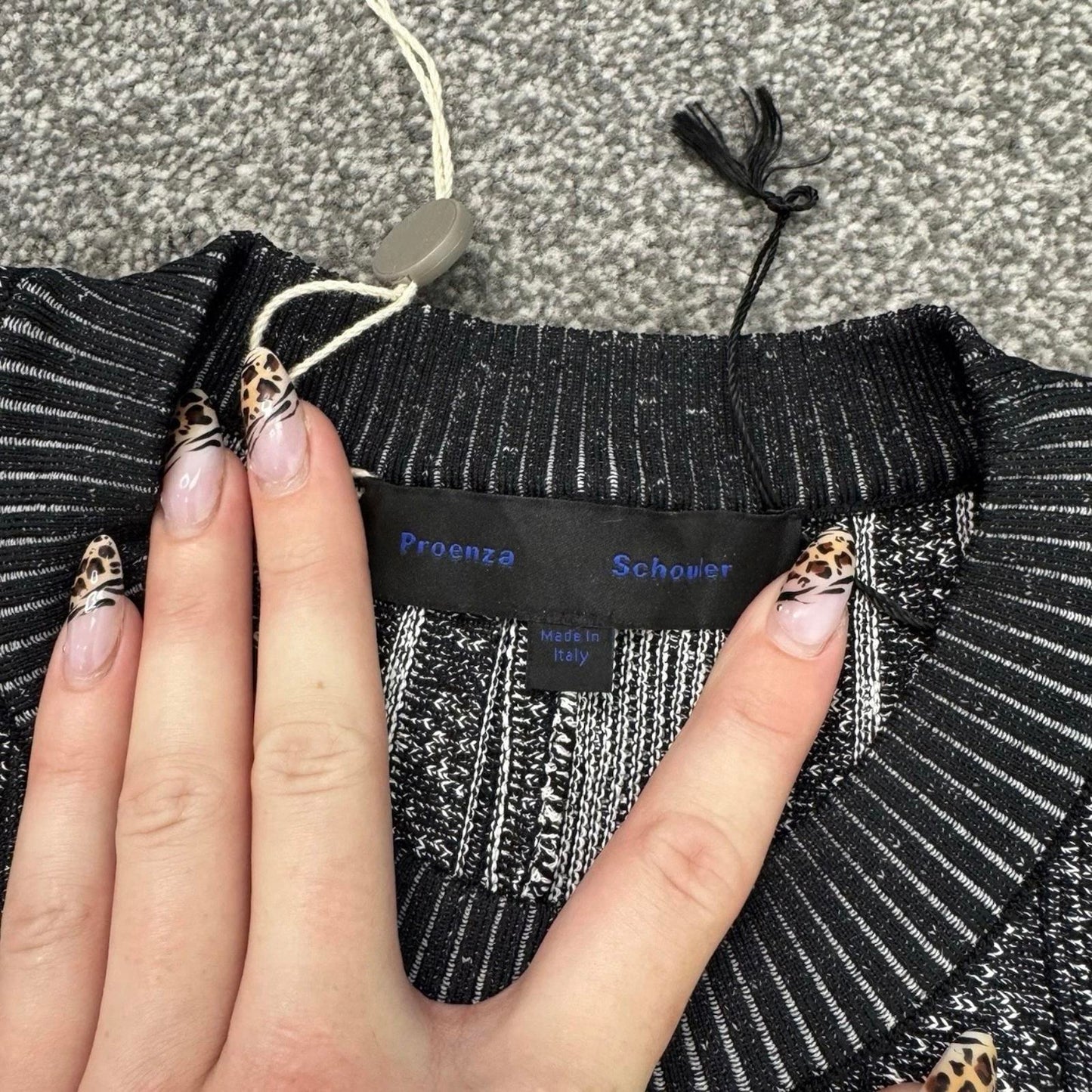 Proenza Schouler Ottoman Metallic Peplum Heavy Knit Top Ruffle Detail