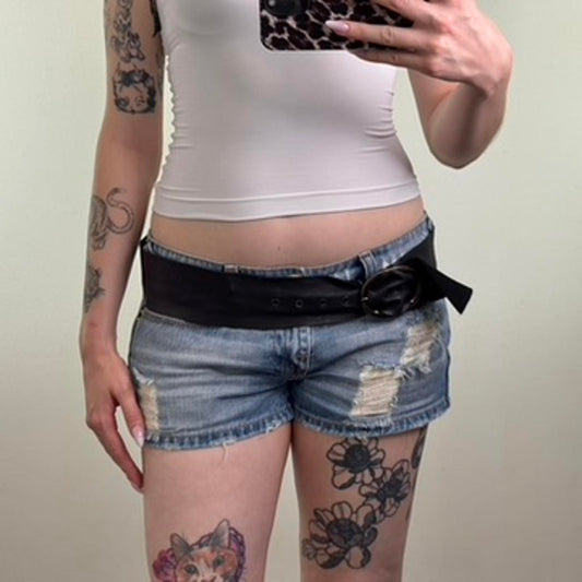 Y2K vintage Next genuine leather chunky belt oval buckle