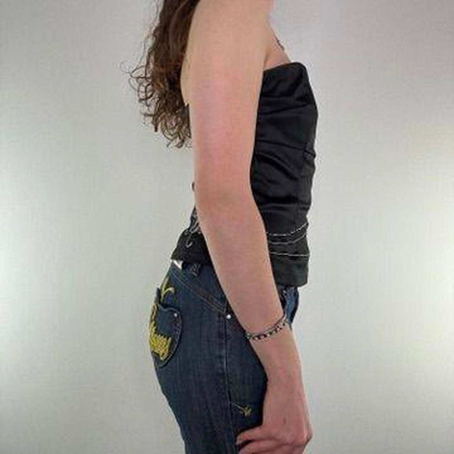 Y2K vintage Jane Norman satin floral strapless top sequin embroidery